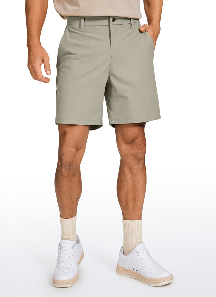 CRZ YOGA Men's Work Classic Fit All-Day Comfort Golf Shorts Pocket 7'' Raw Linen