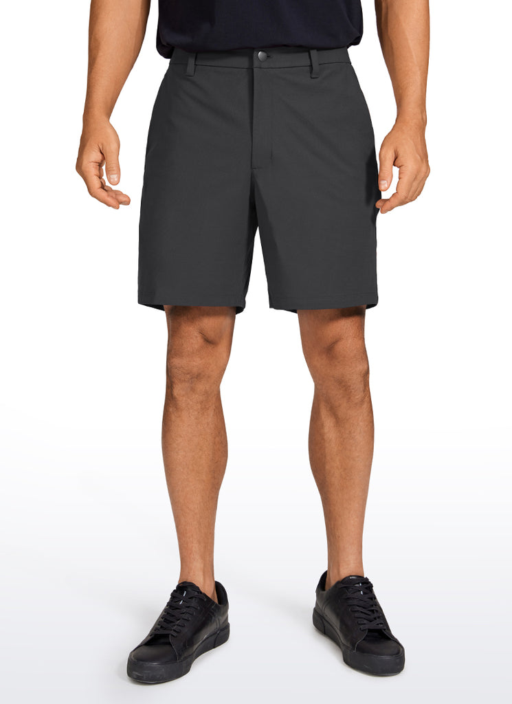 CRZ YOGA Men's Work Classic Fit All-Day Comfort Golf Shorts Pocket 7'' Black