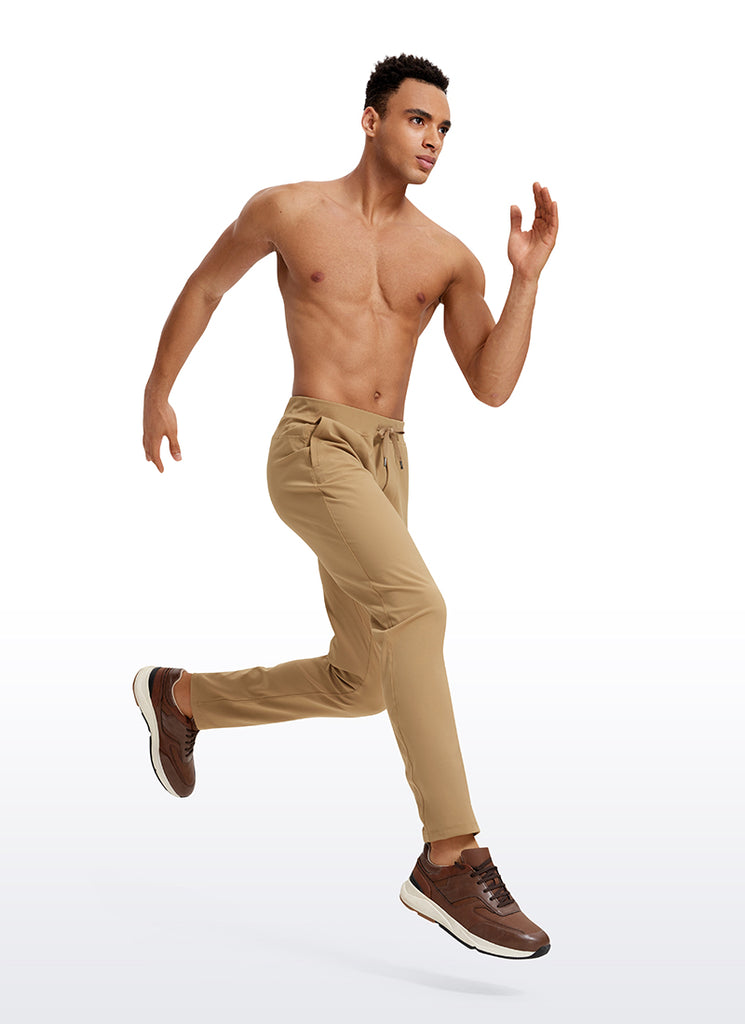 CRZ YOGA Men's Train Relaxed Fit On the Travel Pants 30'' Khaki Sand