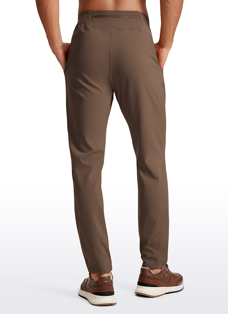CRZ YOGA Men's Train Relaxed Fit On the Travel Pants 30'' Dark Olive Brown