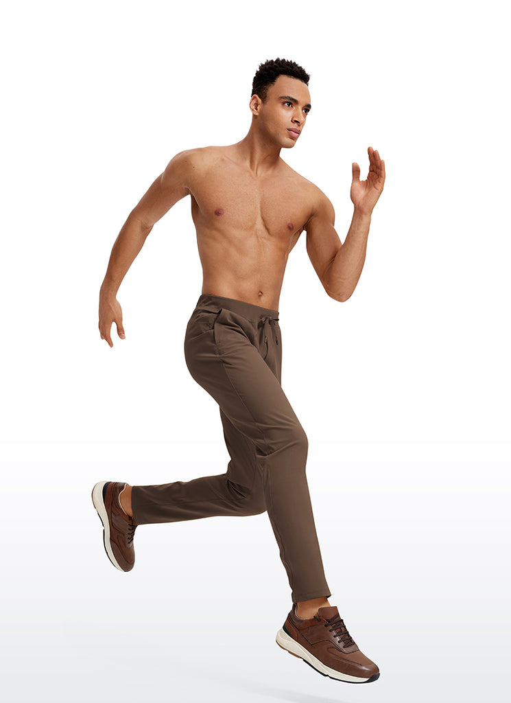 CRZ YOGA Men's Train Relaxed Fit On the Travel Pants 30'' Dark Olive Brown