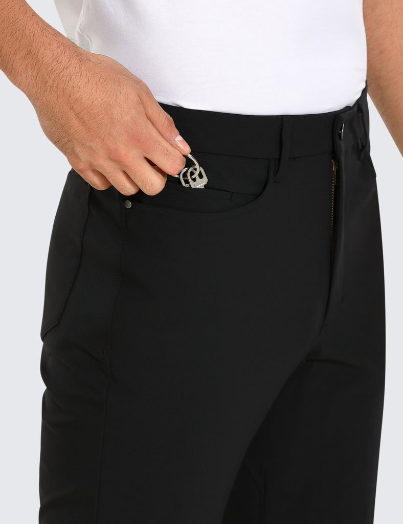 CRZ YOGA Mens Work Slim Fit All-Day Comfort Golf Pants 5 Pockets 32'' Black