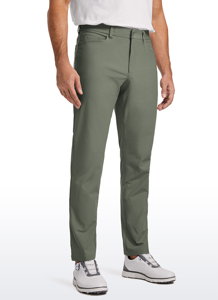 CRZ YOGA Mens Work Slim Fit All-Day Comfort Golf Pants 5 Pockets 32'' Light Army Green