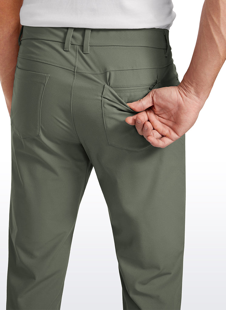 CRZ YOGA Mens Work Slim Fit All-Day Comfort Golf Pants 5 Pockets 32'' Light Army Green