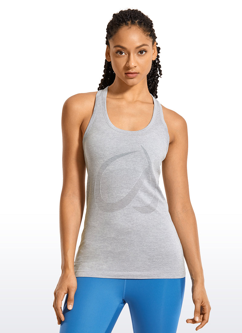 CRZ YOGA Women's Train Slim Fit Tops Speedy Seamless Racerback Tank Heather Grey