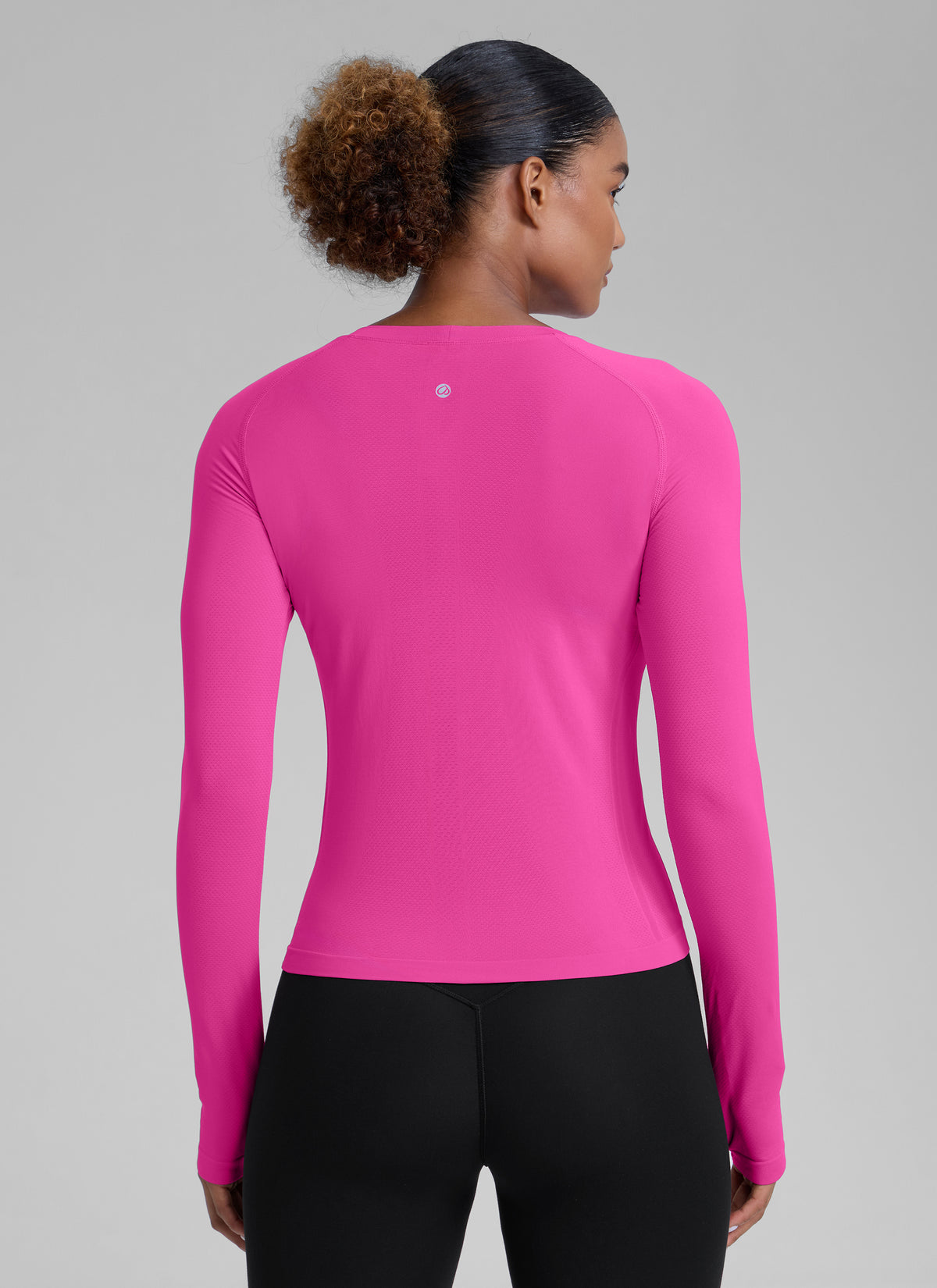 CRZ YOGA Women's Running Quick Dry Shirts Seamless Long Sleeves Hibiscus Purple