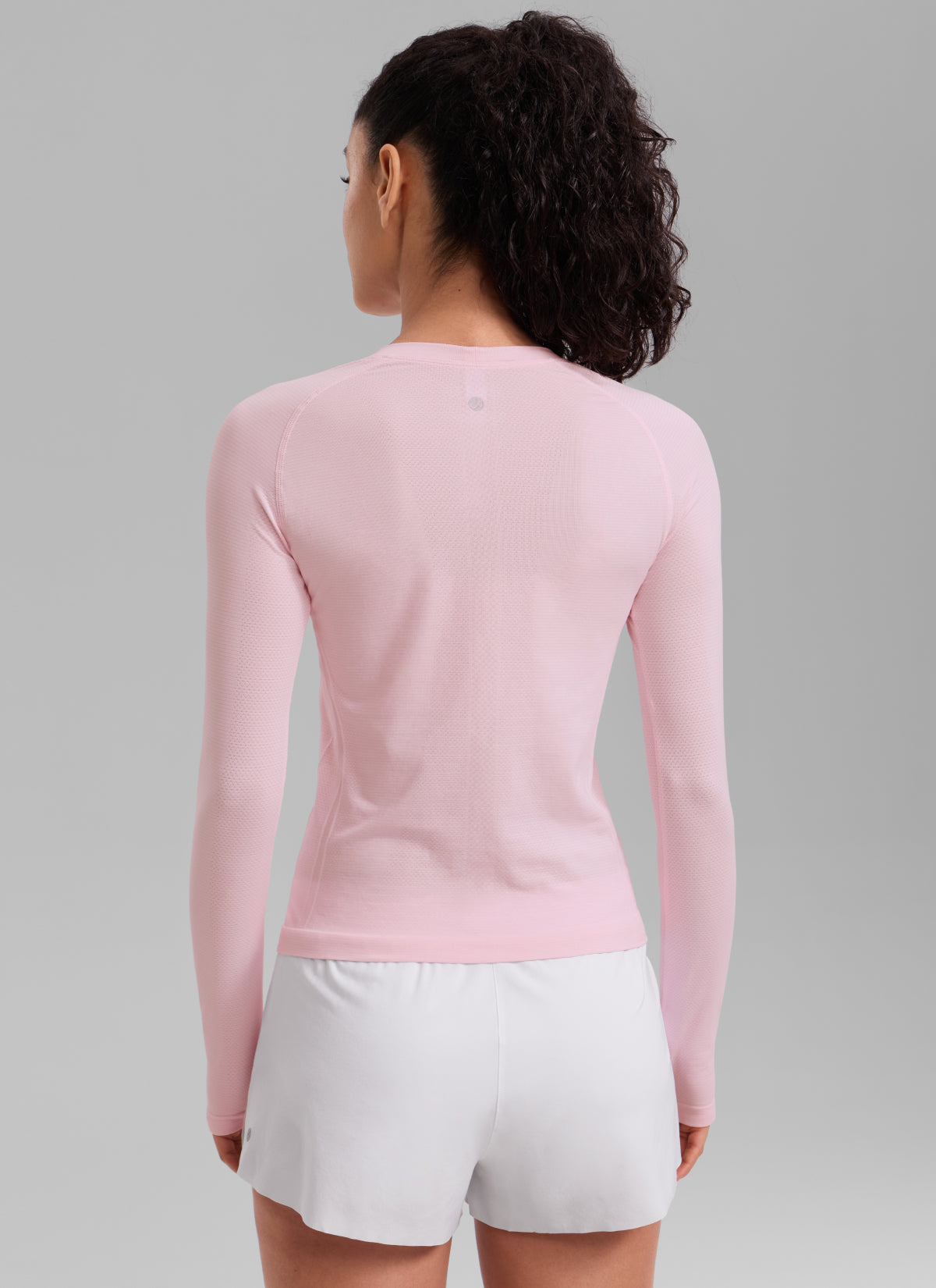CRZ YOGA Women's Running Quick Dry Shirts Seamless Long Sleeves Strawberry Pink