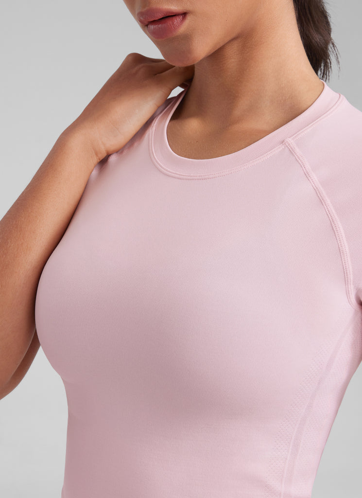 CRZYOGA Women's Running Slim Fit Shirts Seamless Cropped Short Sleeves Slate Grey Marl