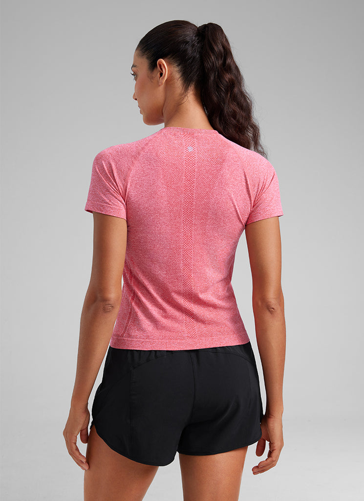 CRZ YOGA Women's Training Classic Fit Shirts Seamless Short Sleeves Slate Grey Marl