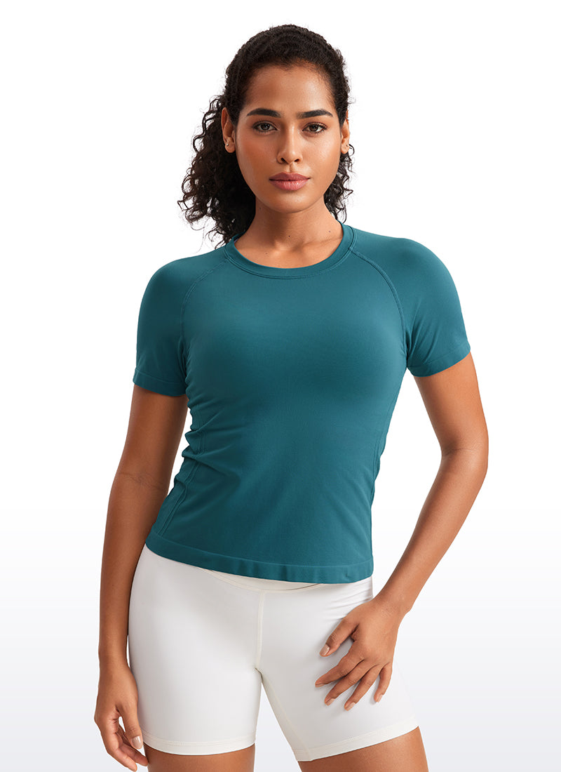 Seamless Waist Length Crewneck Short Sleeve