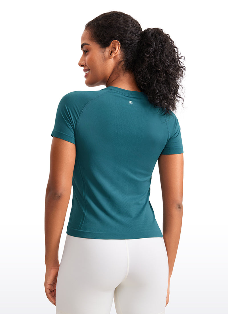 Seamless Waist Length Crewneck Short Sleeve