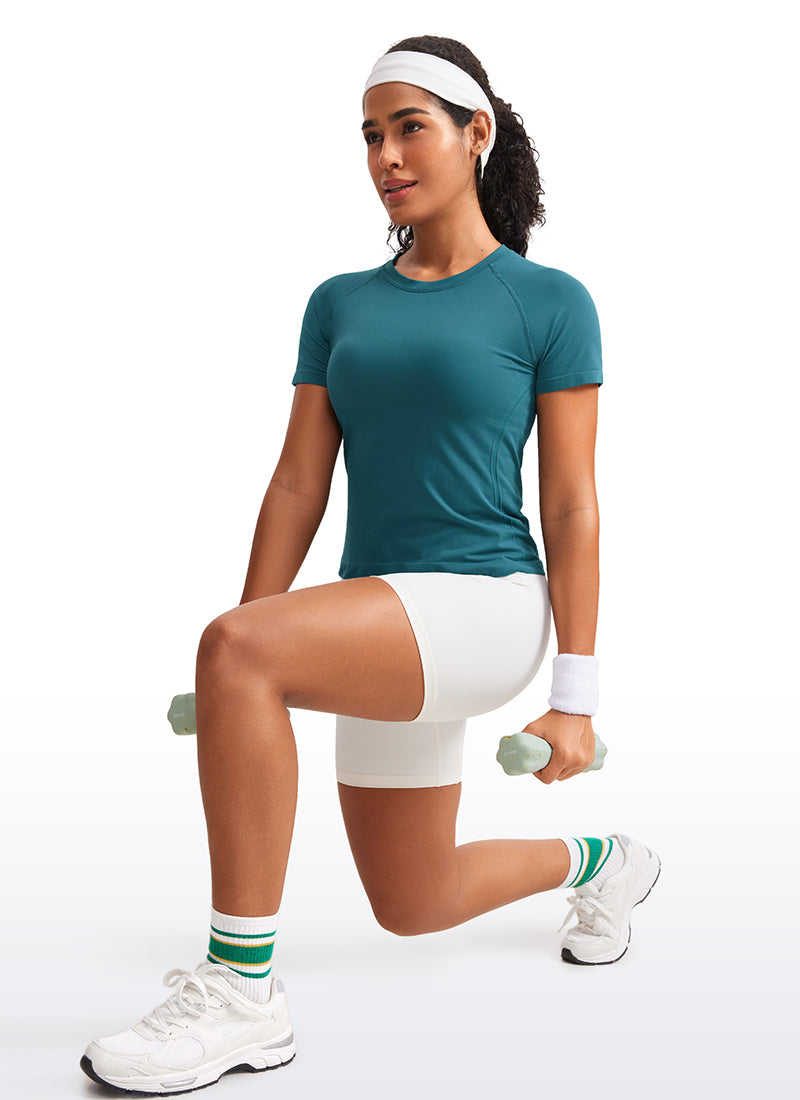 Seamless Waist Length Crewneck Short Sleeve