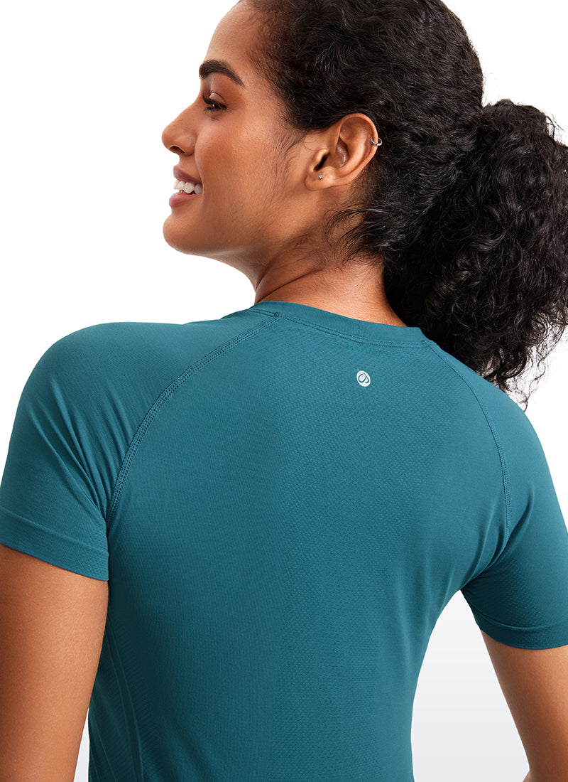 Seamless Waist Length Crewneck Short Sleeve
