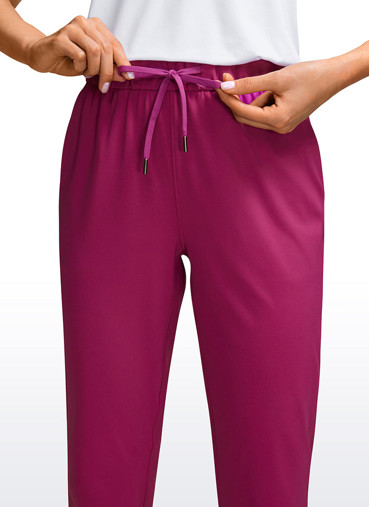 CRZ YOGA Women's Travel Slim Fit Stretch Drawstring 7/8 Pants 27'' Magenta Purple