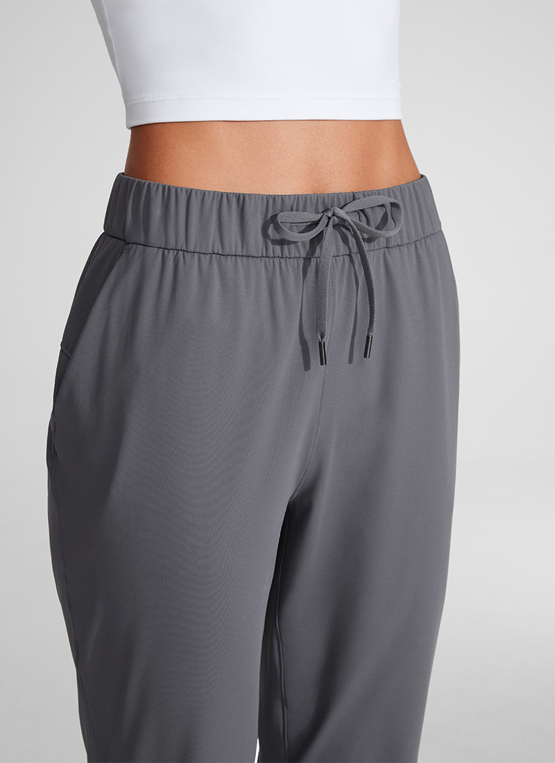 CRZ YOGA Women's Travel Slim Fit Stretch Drawstring 7/8 Pants 27'' Dark Carbon