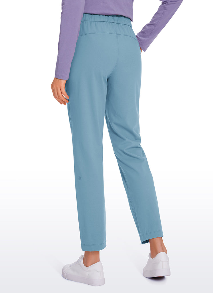 CRZ YOGA Women's Travel Slim Fit Stretch Drawstring 7/8 Pants 27'' Dark Chrome