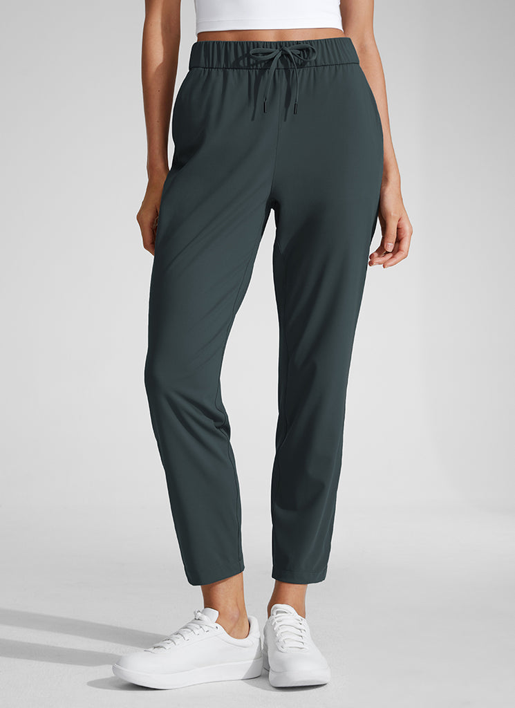 CRZ YOGA Women's Travel Slim Fit Stretch Drawstring 7/8 Pants 27'' Black