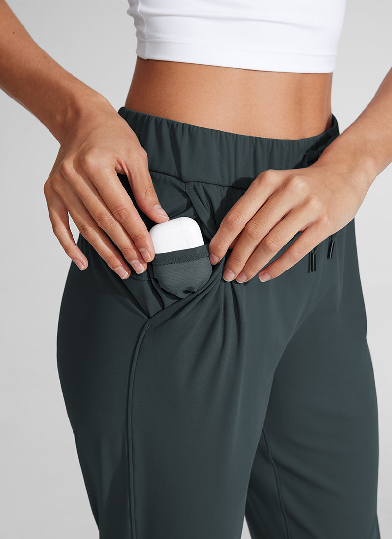 CRZ YOGA Women's Travel Slim Fit Stretch Drawstring 7/8 Pants 27'' Melanite