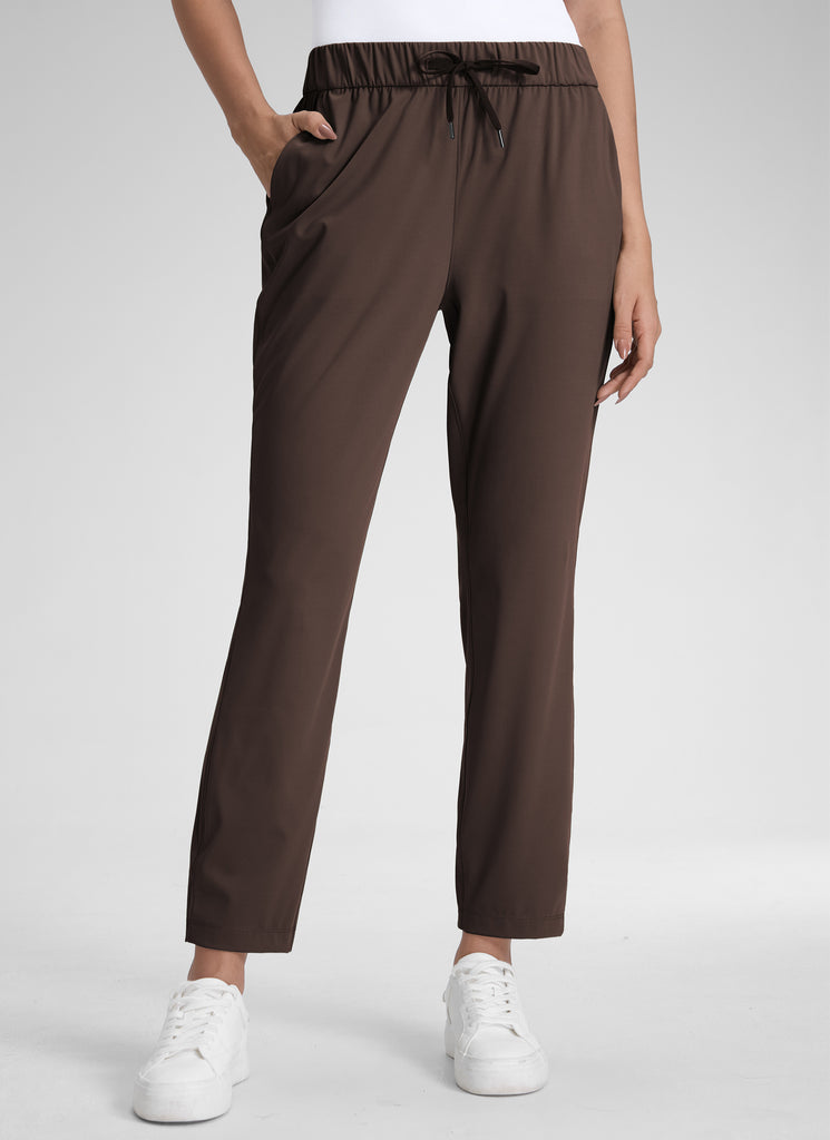 CRZ YOGA Women's Travel Slim Fit Stretch Drawstring 7/8 Pants 27'' Milky White