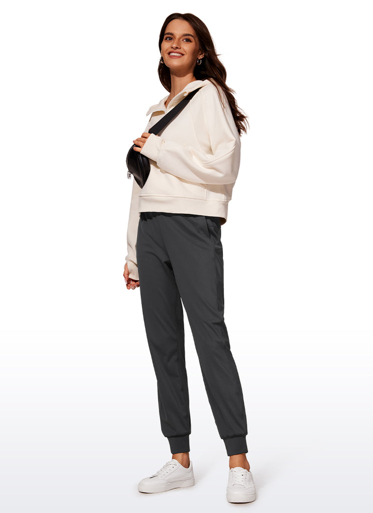 CRZ YOGA Women's Travel Slim Fit Stretch Drawstring Jogger 27'' Ink Gray