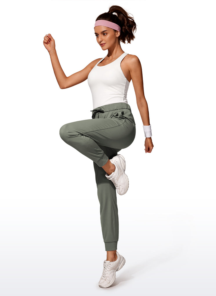 CRZ YOGA Women's Travel Slim Fit Stretch Drawstring Jogger 27'' Slate Blue