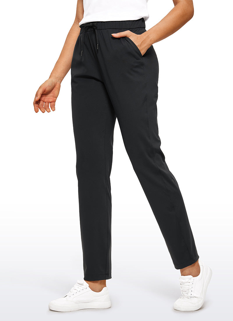 CRZ YOGA Women's Travel Slim Fit Stretch Drawstring Long Pants 31'' Black