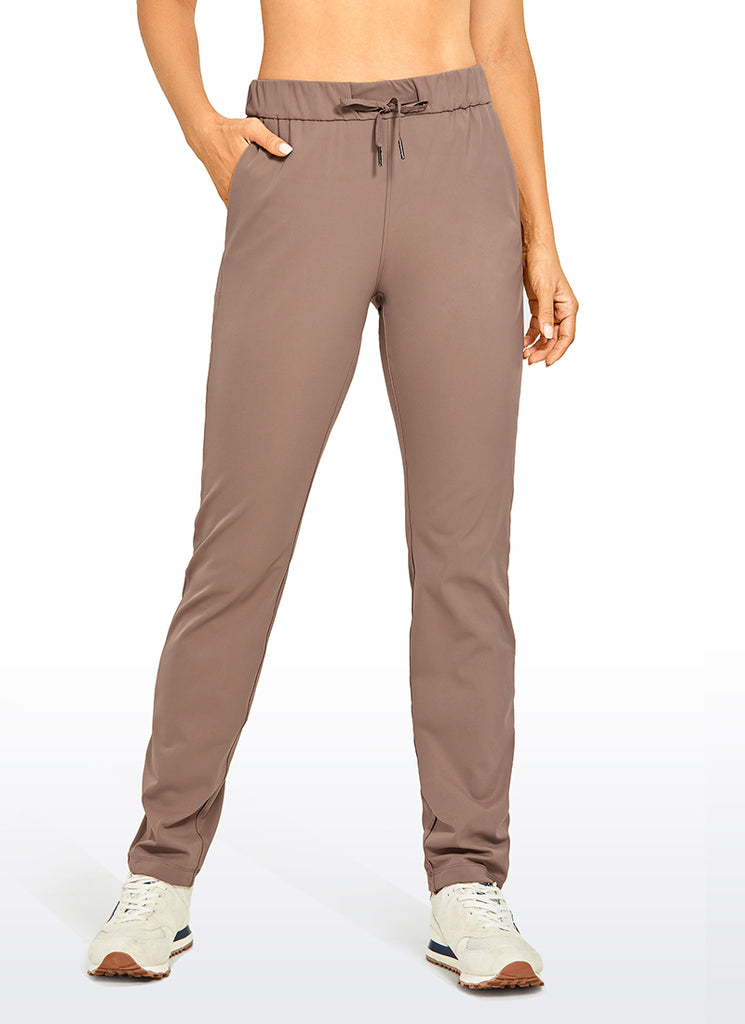 CRZ YOGA Women's Travel Slim Fit Stretch Drawstring Long Pants 31'' Dark Russet
