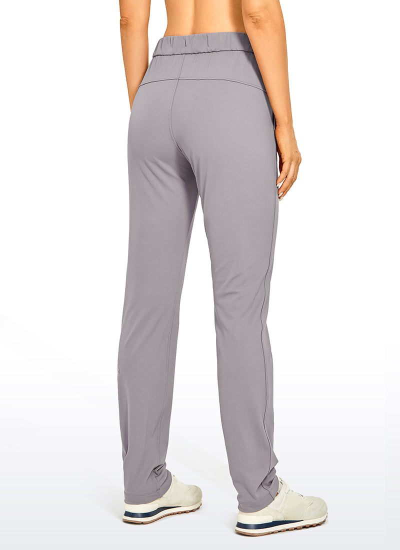 CRZ YOGA Women's Travel Slim Fit Stretch Drawstring Long Pants 31'' Gull Gray