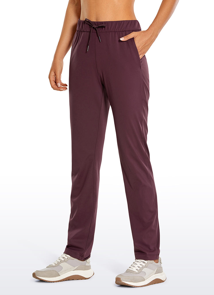 CRZ YOGA Women's Travel Slim Fit Stretch Drawstring Long Pants 31'' Dark Russet