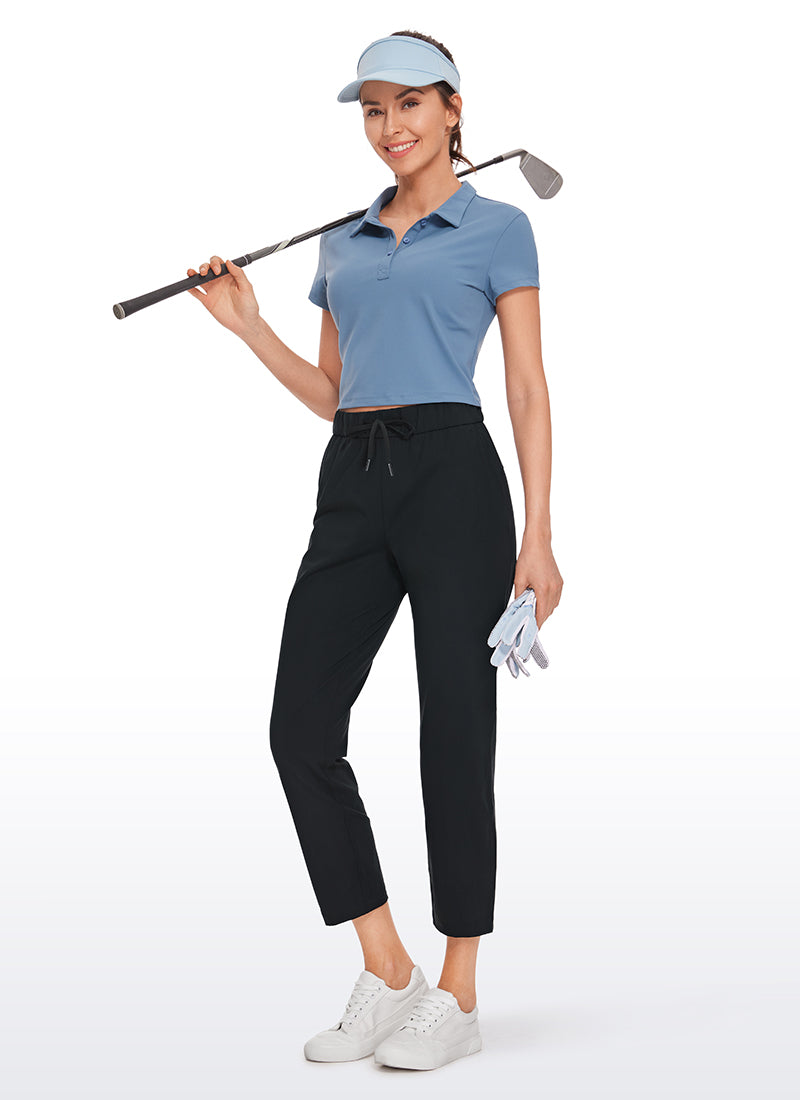 CRZ YOGA Women's Travel Slim Fit Stretch On the Travel Pants 25'' Black