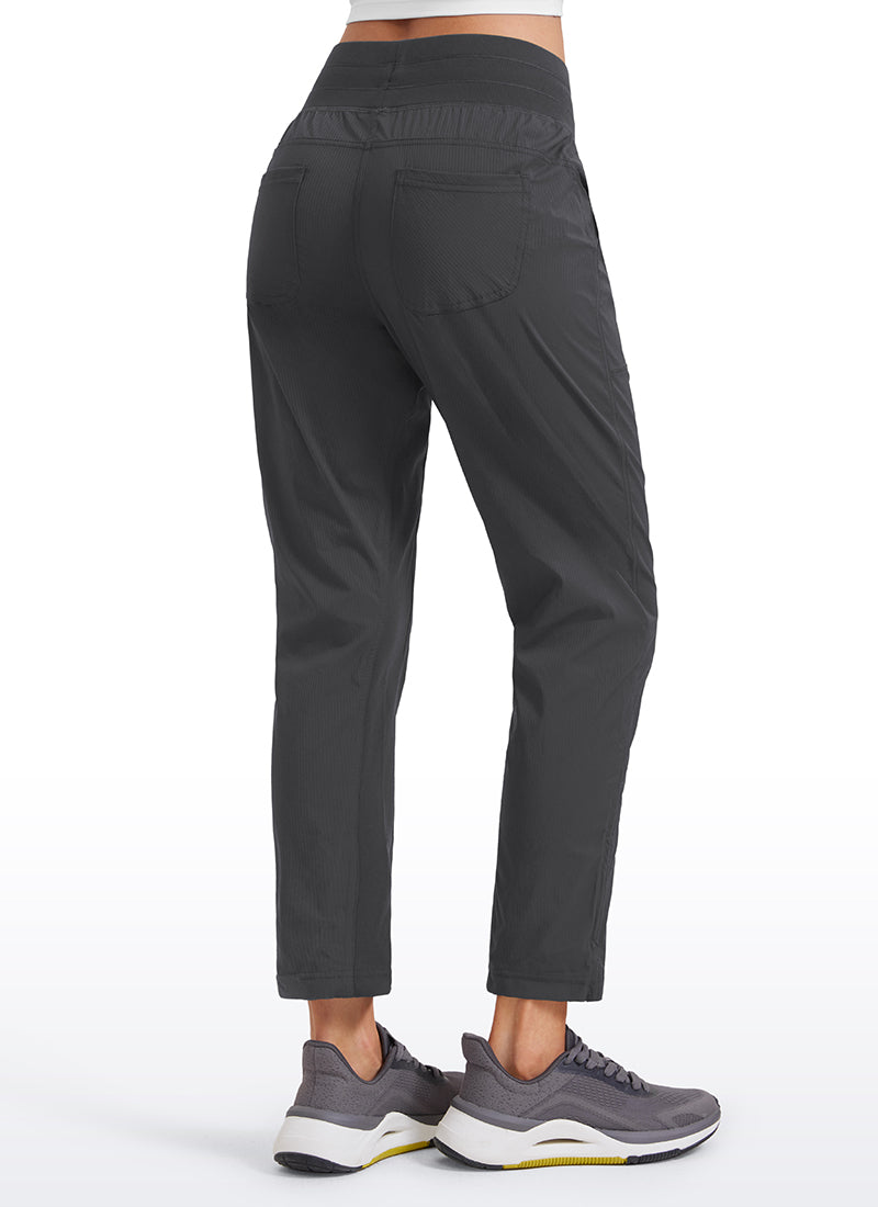 CRZ YOGA Women's Travel Slim Fit Striped Pants 27'' Cinched Leg Ink Gray