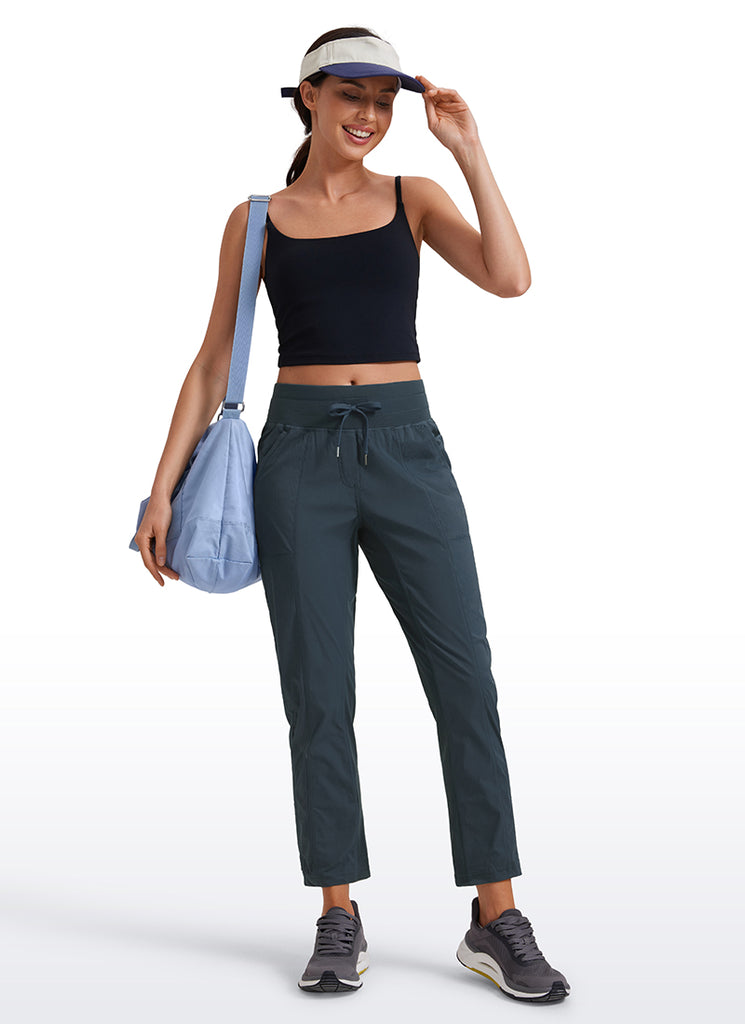 CRZ YOGA Women's Travel Slim Fit Striped Pants 27'' Cinched Leg Ink Gray