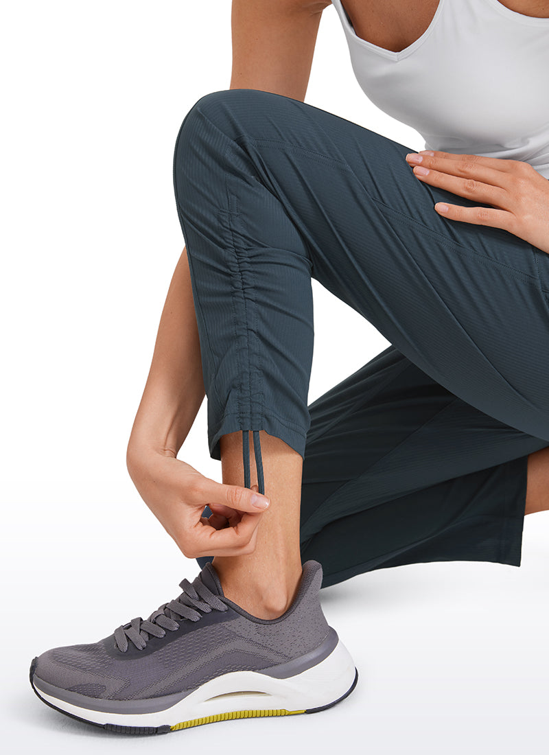 CRZ YOGA Women's Travel Slim Fit Striped Pants 27'' Cinched Leg Melanite