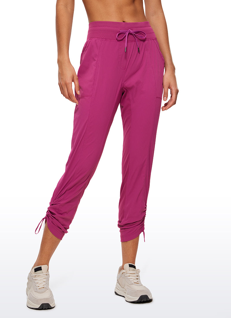 CRZ YOGA Women's Travel Slim Fit Striped Pants 27'' Cinched Leg Magenta Purple