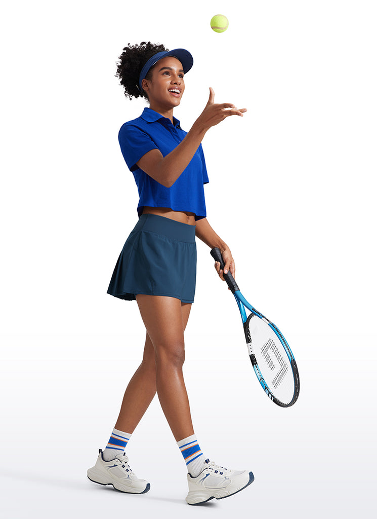 CRZ YOGA Women's Tennis Skrit Feathery-Fit Pleated Tennis Skirt 13'' Hibiscus Purple