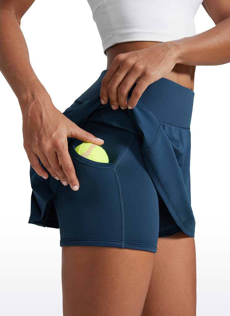 CRZ YOGA Women's Tennis Skrit Feathery-Fit Pleated Tennis Skirt 13'' French Navy