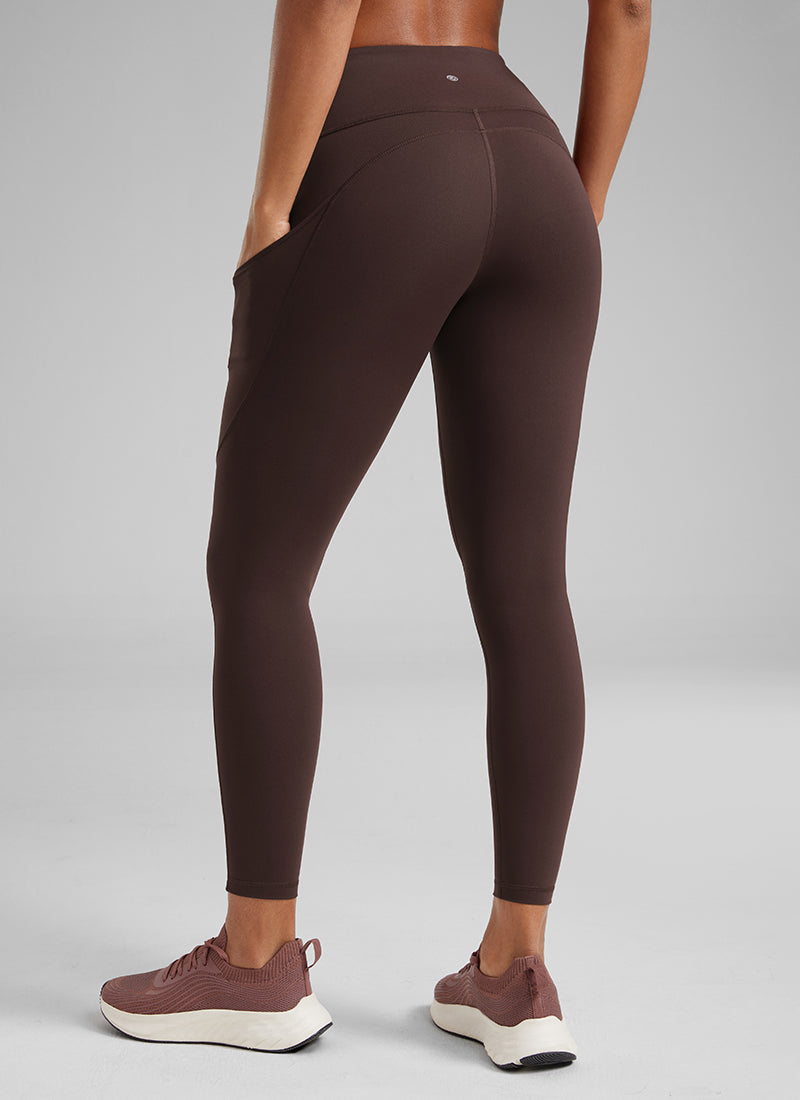 CRZ YOGA Women's Yoga Train High Rise Nakedfeel Pocket Leggings 25'' Hot Fudge Brown