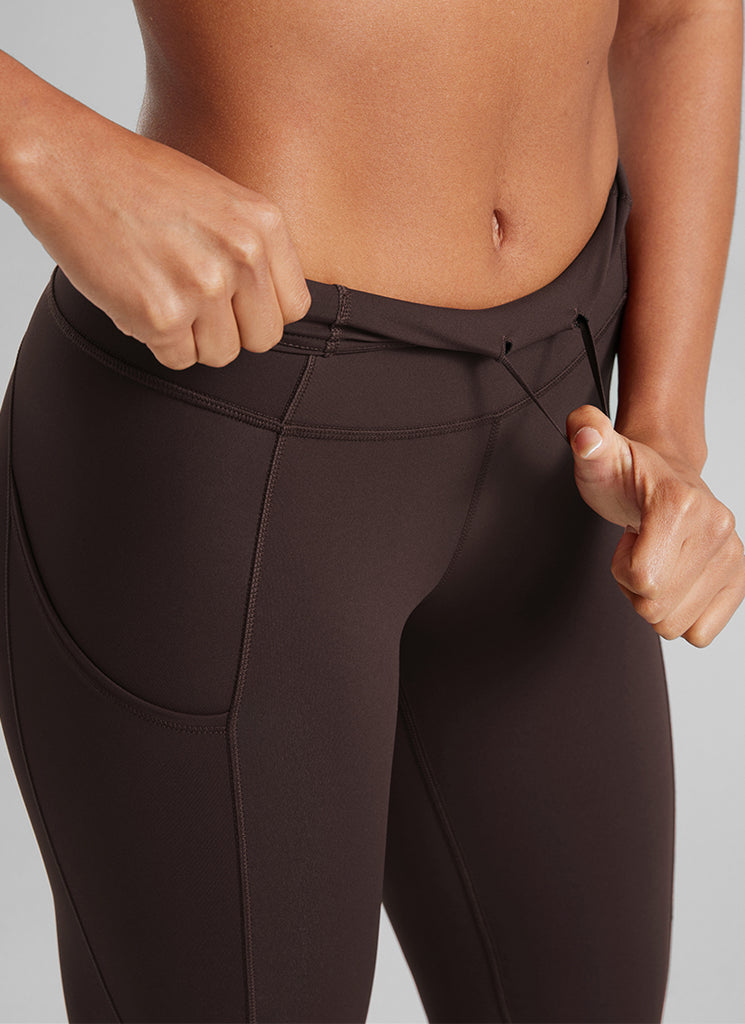 CRZ YOGA Women's Yoga Train High Rise Nakedfeel Pocket Leggings 25'' Hot Fudge Brown