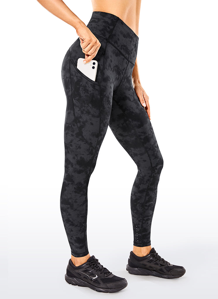 CRZ YOGA Women's Yoga Train High Rise Nakedfeel Pocket Leggings 25'' Navy