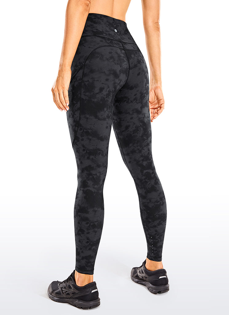 CRZ YOGA Women's Yoga Train High Rise Nakedfeel Pocket Leggings 25'' Tie Dye Smoke Ink