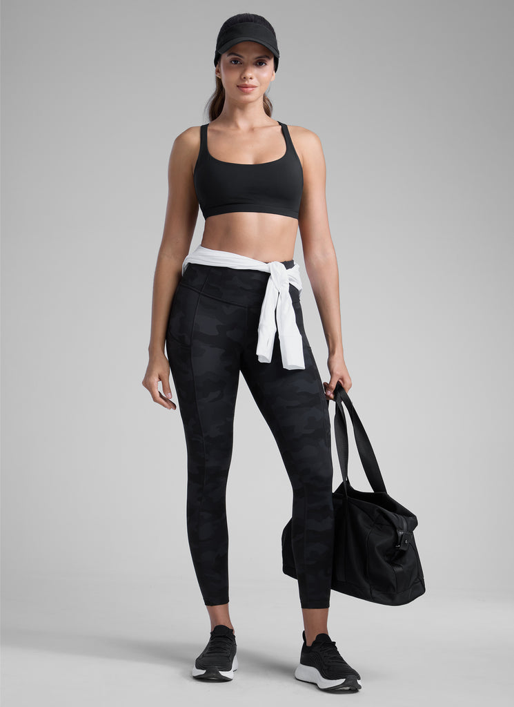 CRZ YOGA Women's Yoga Train High Rise Nakedfeel Pocket Leggings 25'' Dark grey camouflage