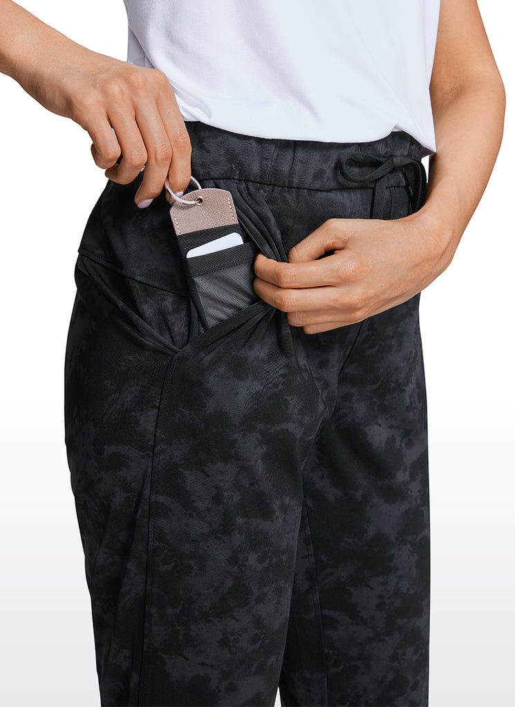 CRZ YOGA Women's Travel Slim Fit Stretch Cropped Pants Capris 23'' Tie Dye Smoke Ink