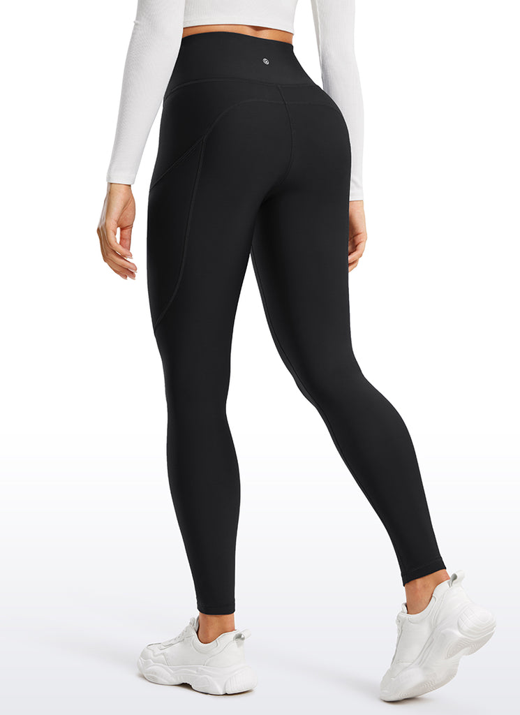 CRZ YOGA Women's High Rise Thermal Fleece Lined Pocket Leggings 28'' Black