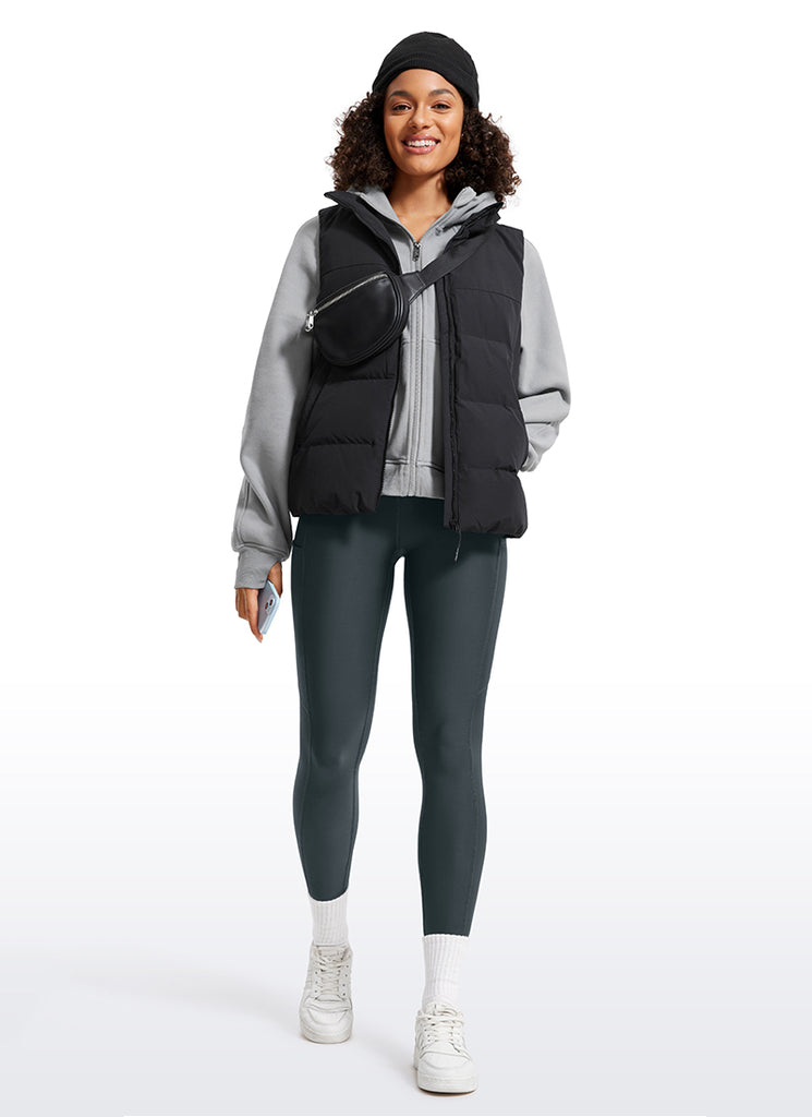 CRZ YOGA Women's High Rise Thermal Fleece Lined Pocket Leggings 28'' Melanite