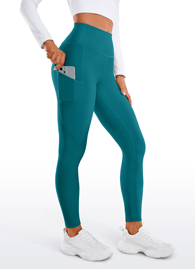 CRZ YOGA Women's High Rise Thermal Fleece Lined Pocket Leggings 28'' Deep Red