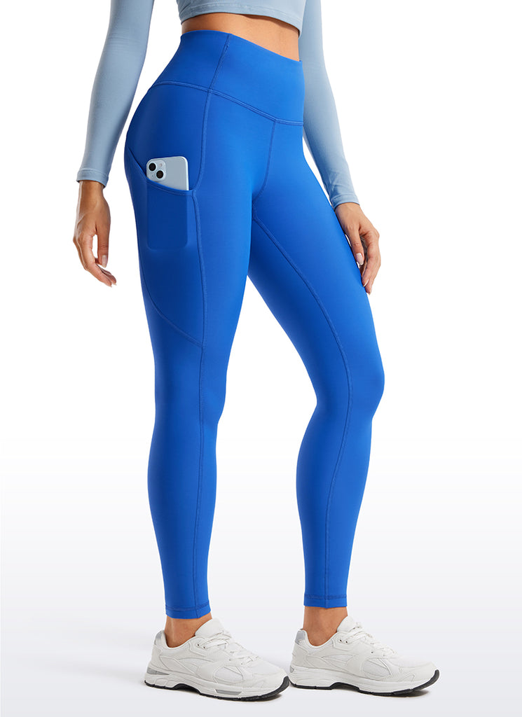 CRZ YOGA Women's High Rise Thermal Fleece Lined Pocket Leggings 28'' Deep Red