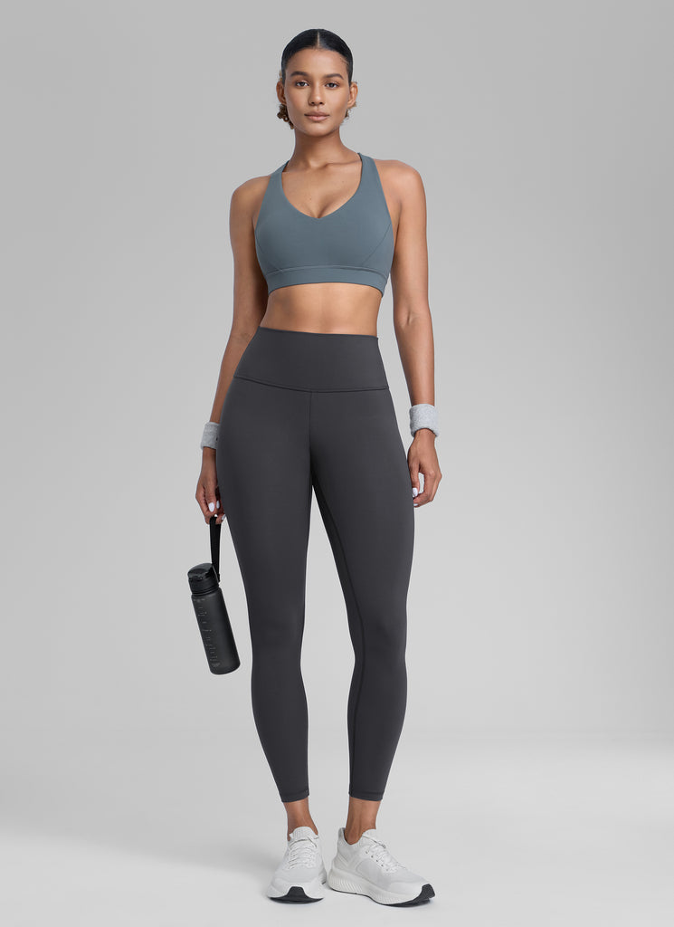 CRZ YOGA Women's Train High Rise Hugged Feel Compression Leggings 25'' Dark Lavender Purple