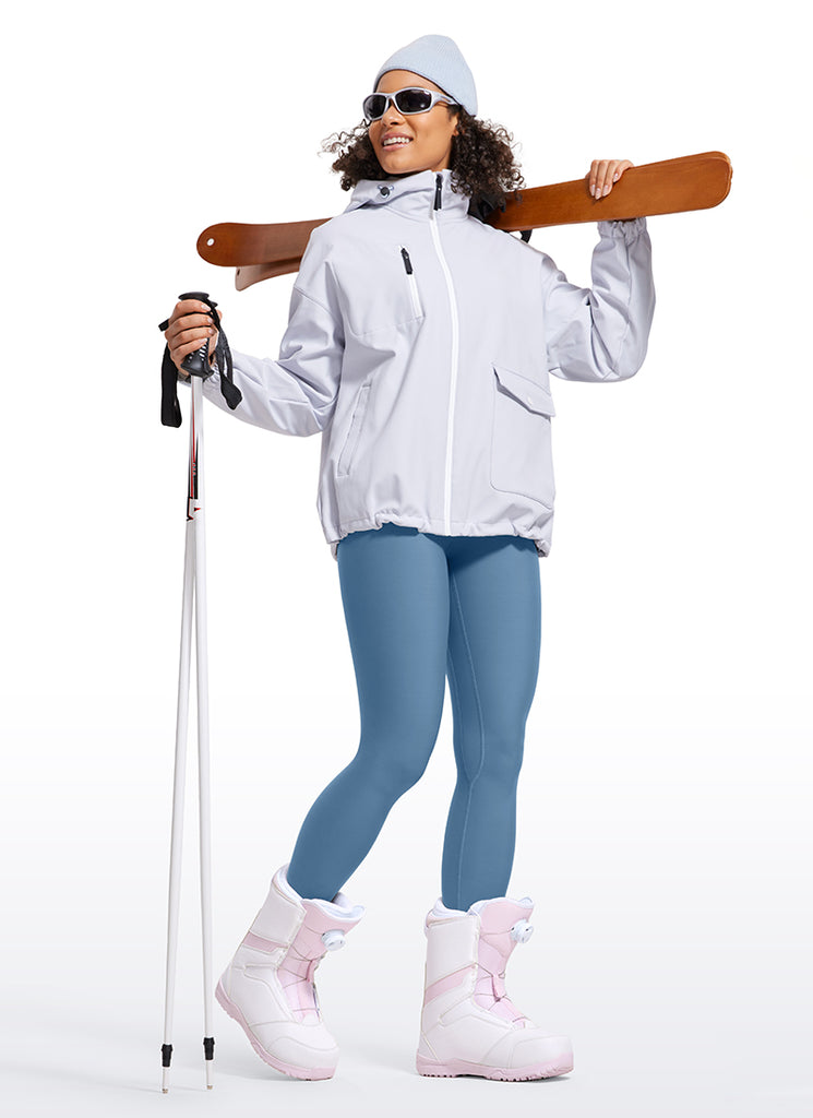 CRZ YOGA Women's Winter High Rise Thermal Fleece Lined Leggings 28'' Universe Blue