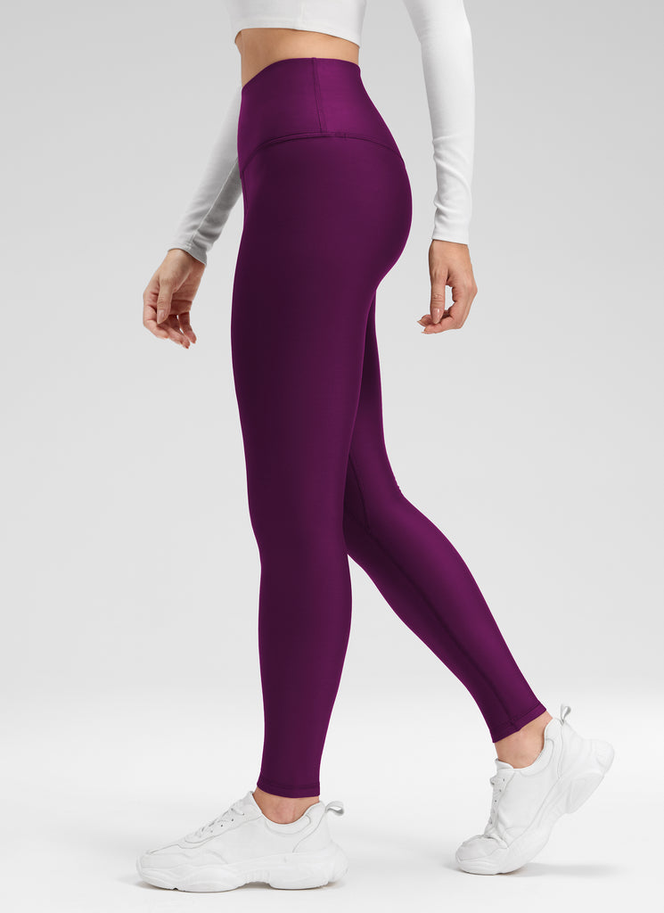 CRZ YOGA Women's Winter High Rise Thermal Fleece Lined Leggings 28'' Plum Magenta
