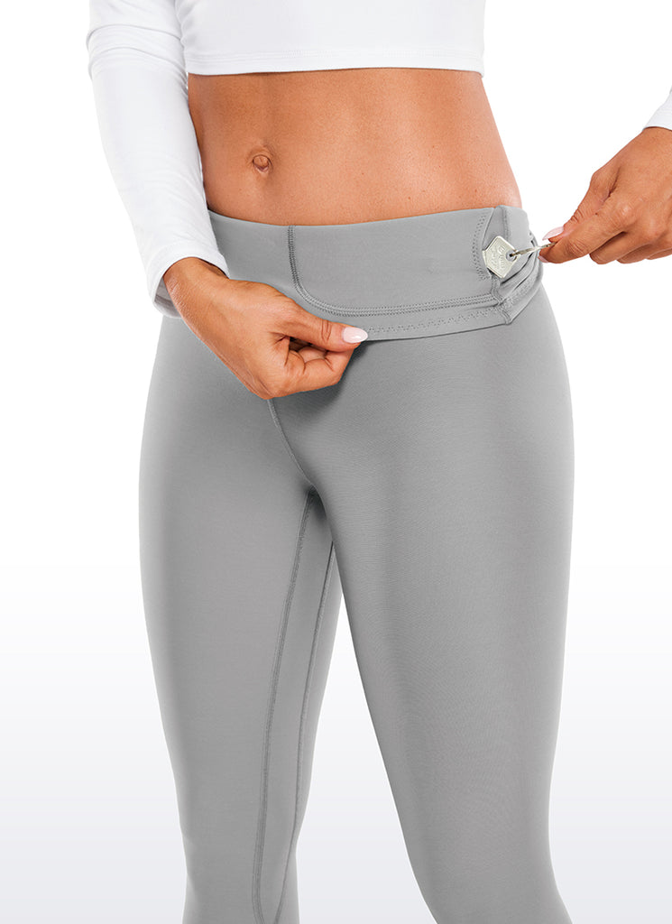 CRZ YOGA Women's Winter High Rise Thermal Fleece Lined Leggings 28'' Rhino Grey